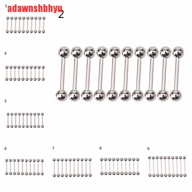 Set 10 Khuyên Rốn / Lưỡi / Rốn Bằng Thép Không Gỉ