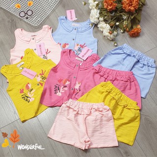 SIZE 2-13 (10-37KG) ĐỒ BỘ BÉ GÁI ÁO SÁT NÁCH QUẦN ĐÙI VẢI TƠ SỌC HIỆU SCHUKIDS IN 2 CÂY HOA