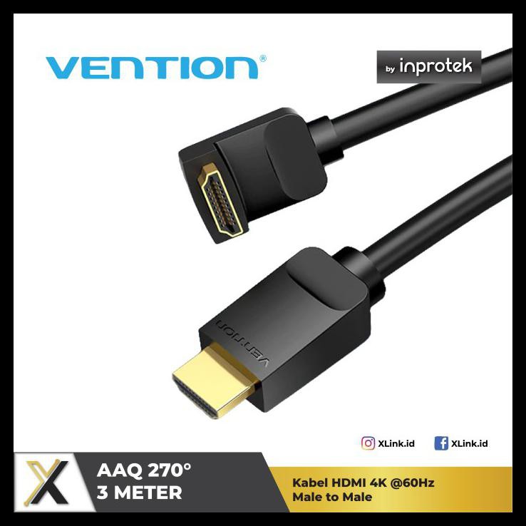 Cáp Vention 3M Hdmi V2.0 90/270 độ 4K tốc độ cao 270 độ Aaq | BigBuy360 - bigbuy360.vn
