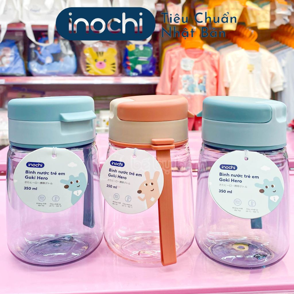 Bình Nước Trẻ Em Goki HERO Inochi (350ml), Bình Đựng Nước Đi Học Cho Bé, Nhựa Tritan Đạt Tiêu Chuẩn Nhật Bản