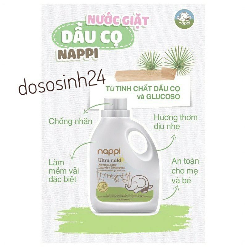 {Tặng bọt biển/ can}. NƯỚC GIẶT NAPPI 1L TINH CHẤT DẦU CỌ