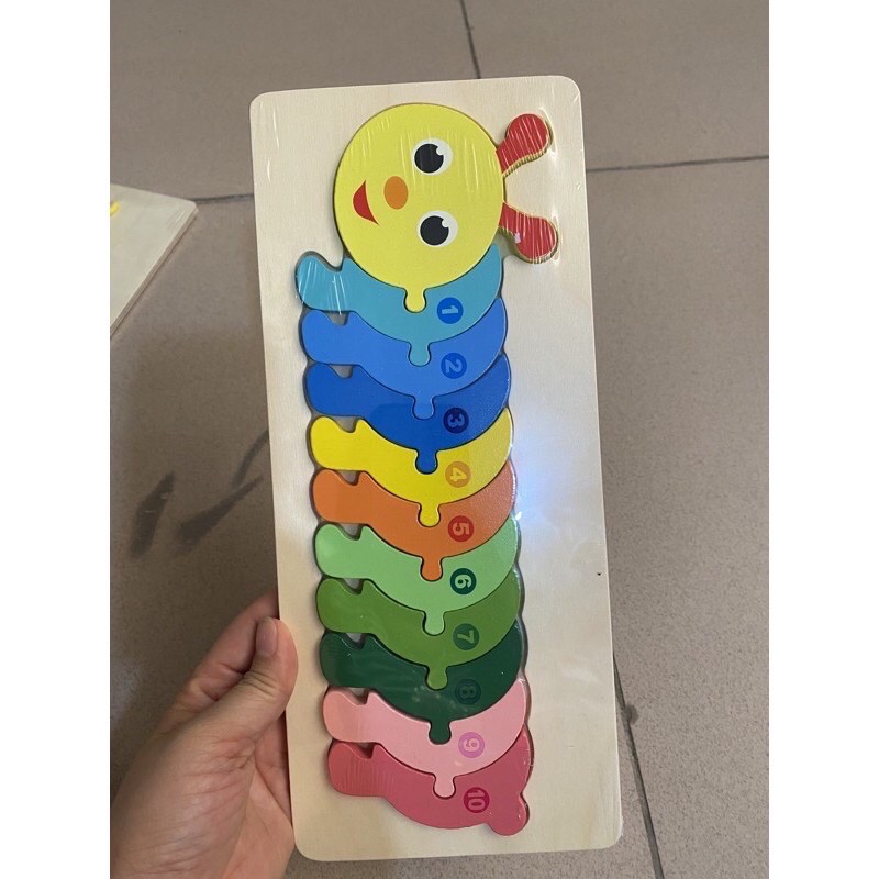 Tranh ghép gỗ con vật nối số từ 1 - 10 cho bé