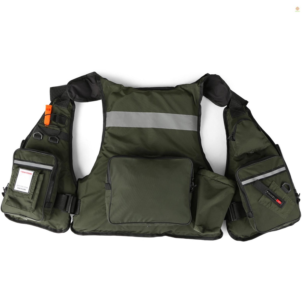 Áo Khoác Phao Câu Cá Nhiều Túi Kèm Giá Đỡ Chai Nước Cho Thuyền Kayak Thể Thao Dưới Nước