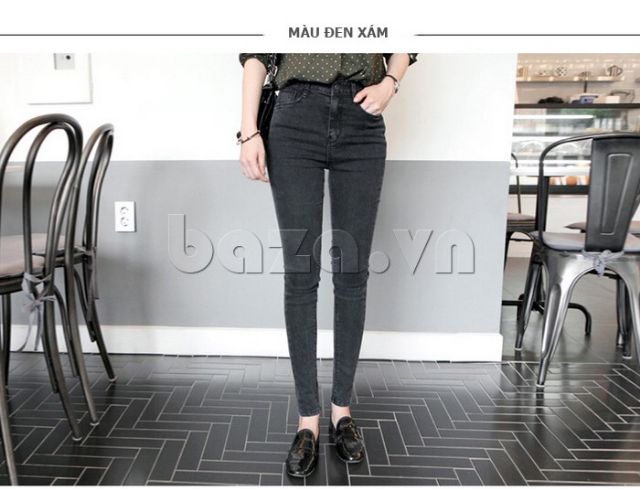 Quần Jeans Nữ Trơn Size Lớn Màu Đen Xám Cao cấp