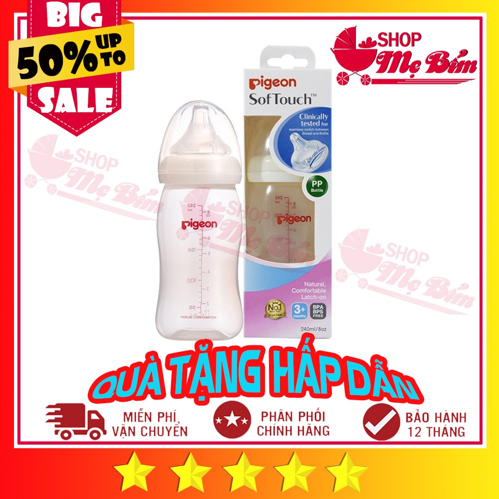 [ĐỦ SIZE] Bình Sữa Pigeon Cổ Rộng PP Plus 160ML/260ML/330ML