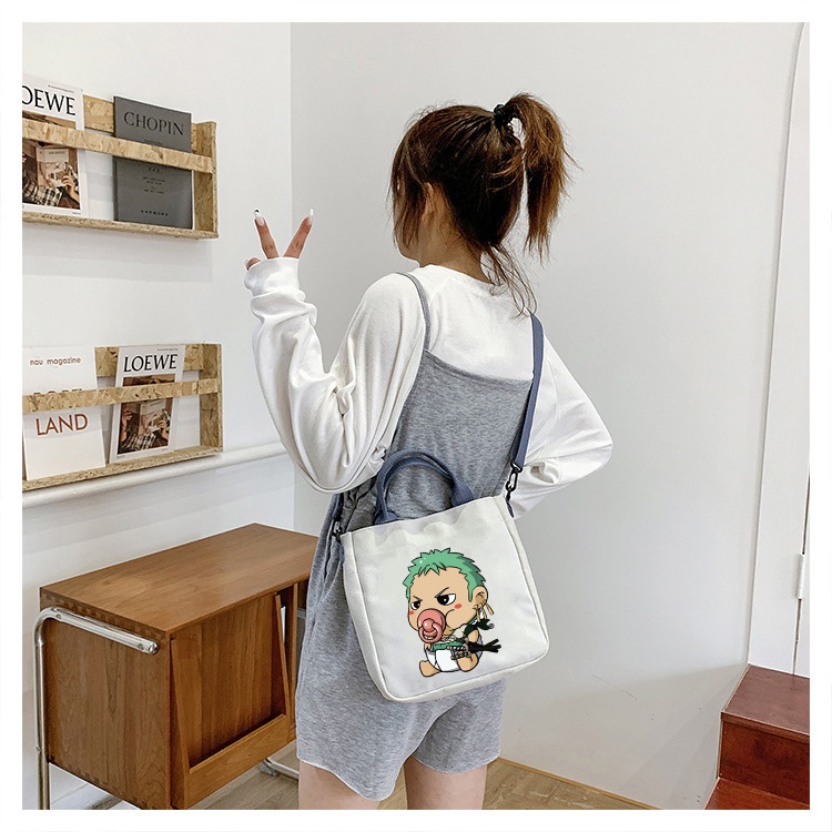 Túi Vải canvas Đeo Chéo In Hình one piece Thời Trang