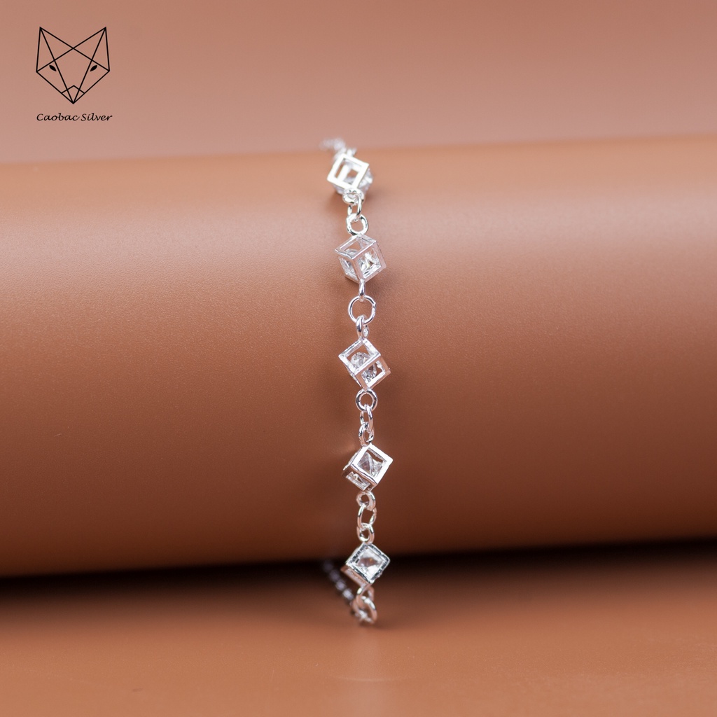 Lắc Tay Bạc Ta Caobac Jewellery Cho Nữ Thiết Kế Chuỗi Lập Phương Đính Đá Cá Tính Tinh Xảo Hợp Làm Quà Tặng Bạn Gái