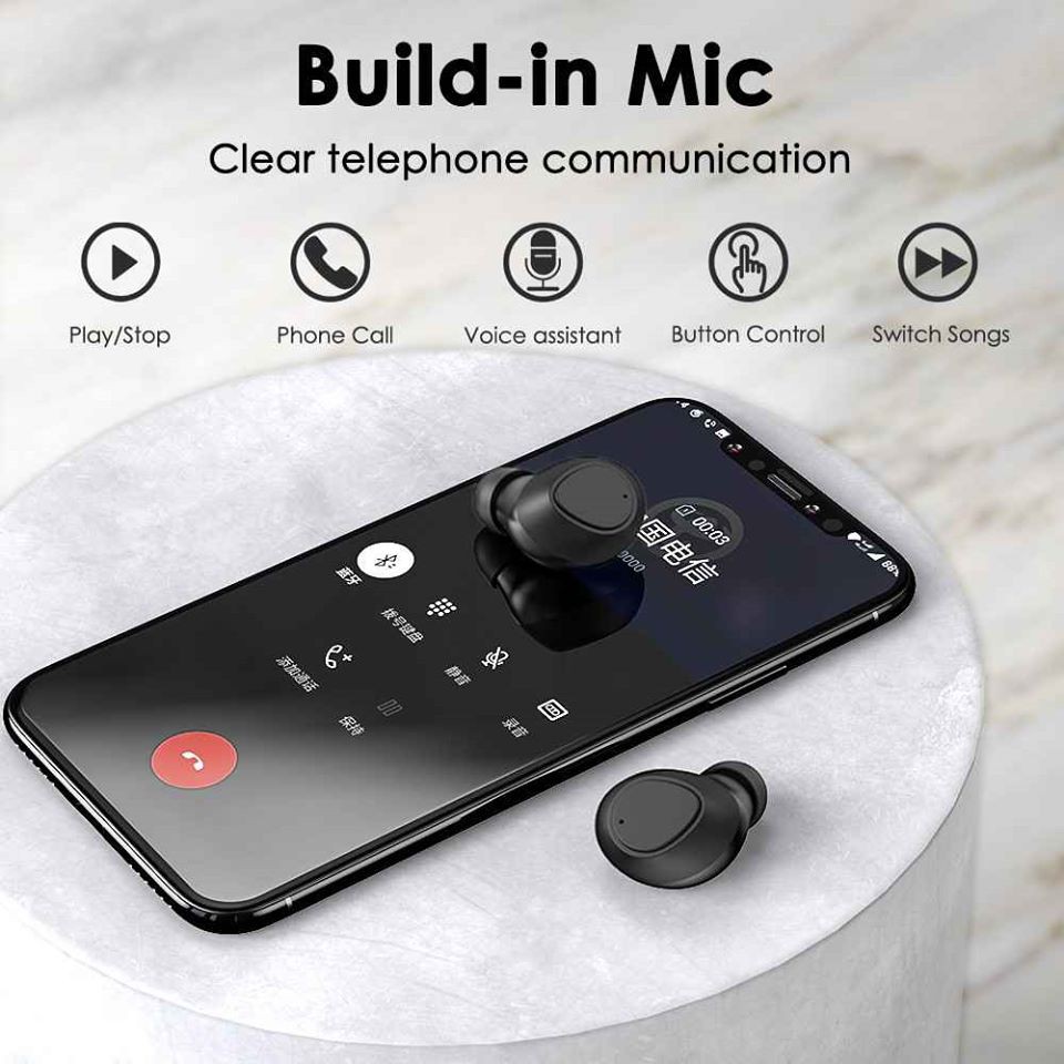 Tai nghe nhét tai không dây AirBuds Bluetooth 5.0 Kèm Mic Hỗ trợ cuộc gọi âm thanh Hộp sạc 600 mAh Âm thanh Hifi sắc nét