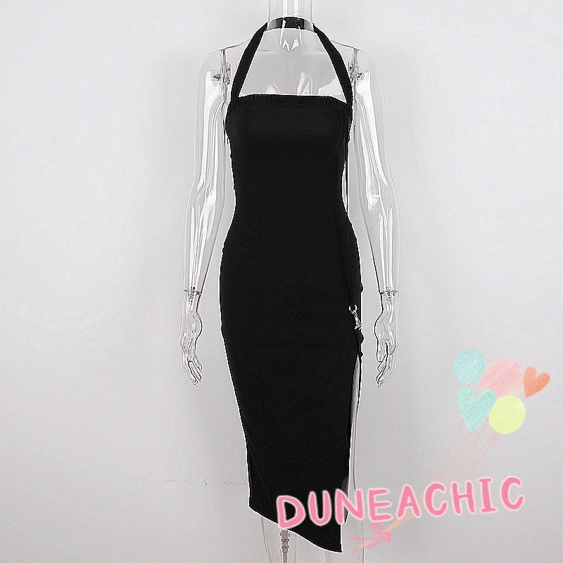 DUNEA Đầm dáng dài hở lưng xẻ tà quyến rũ cho nữ