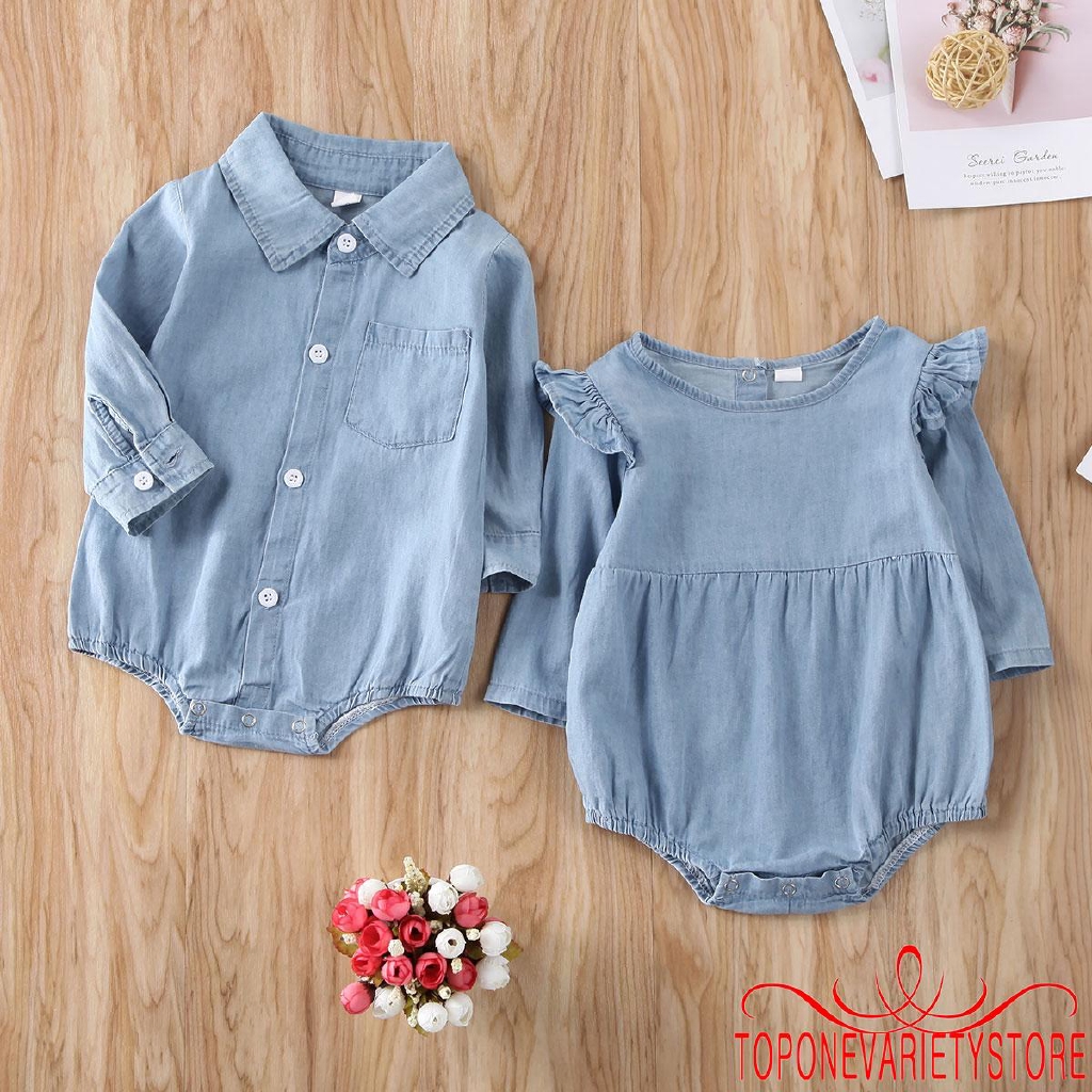 Romper hai kiểu tùy chọn bằng chất liệu denim thời trang cho bé gái