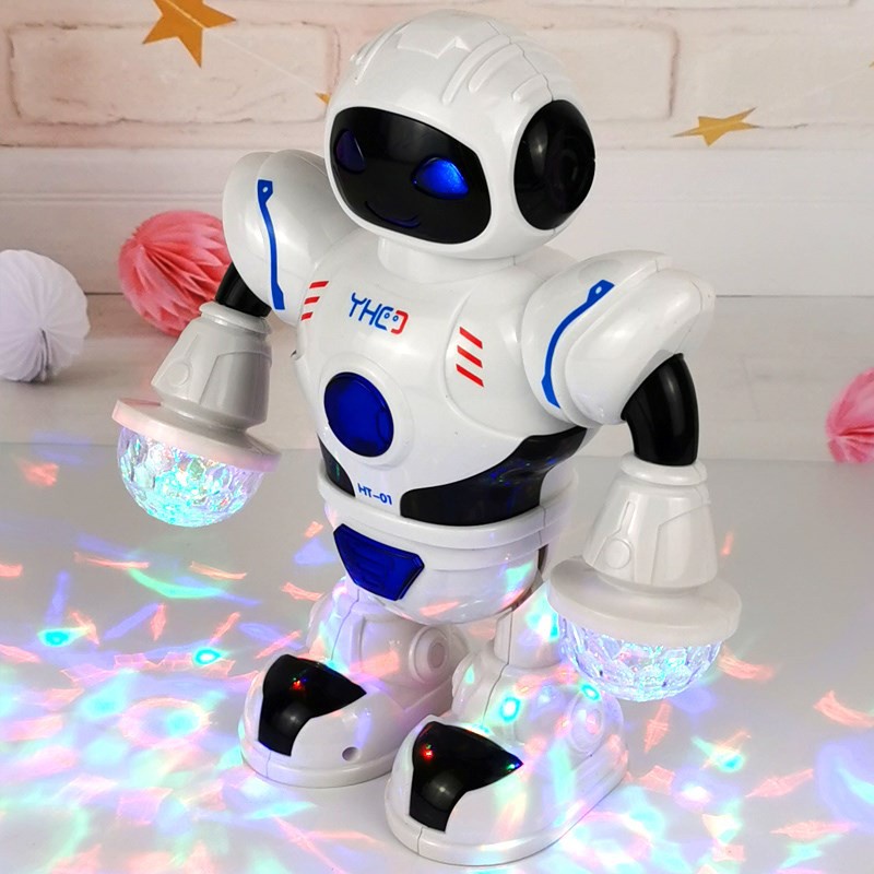 (Tặng pin) Đồ chơi Robot nhảy múa theo nhạc, phát sáng cho bé