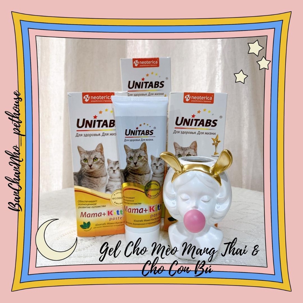 Gel Vitamin Cho Mèo Con, Mèo Đang Mang Thai & Cho Con Bú - Unitabs Mama & Kitty - Hàng Nhập Nga