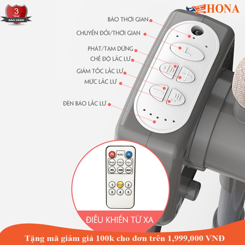 Nôi điện cho bé,Nôi đưa tự động tặng kèm màn và nệm, có điều khiển từ xa kèm nhạc bluetooth - happyhome89