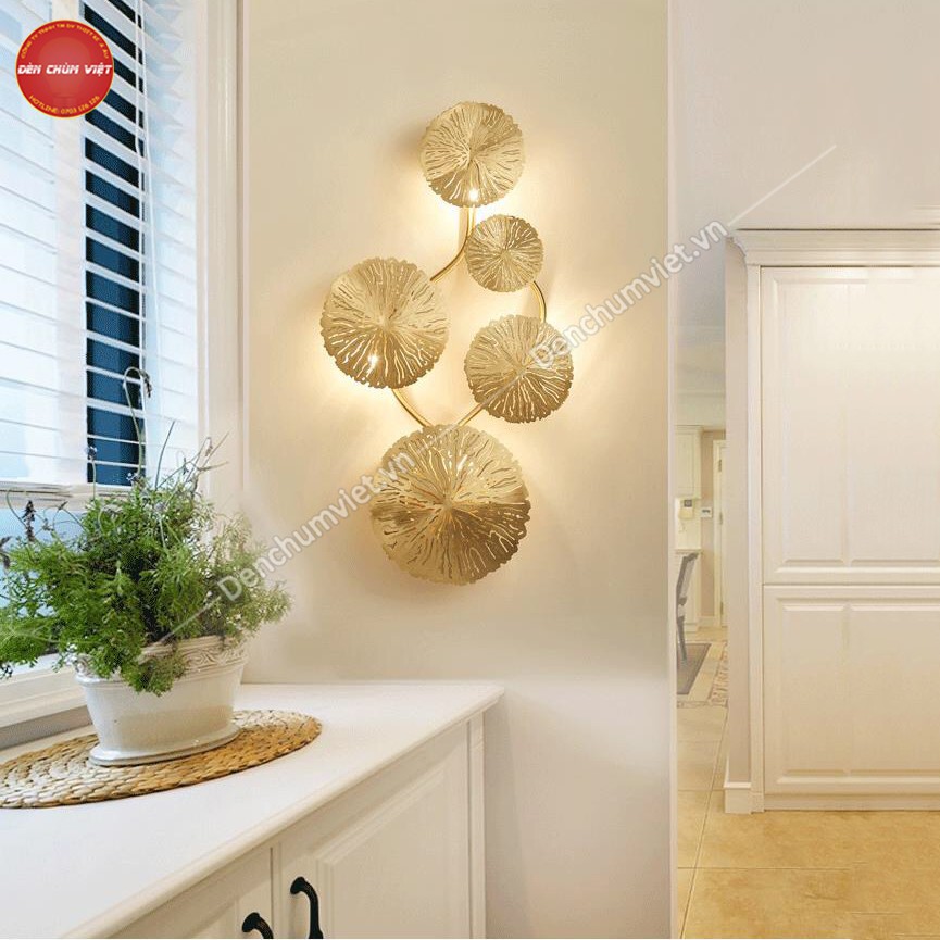 Đèn tường lá sen, đèn vách decor hiện đại
