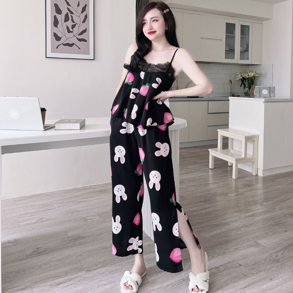 Đồ ngủ nữ Miky, Đồ ngủ sexy lụa Mango cao cấp mềm mại xinh xắn < 65KG