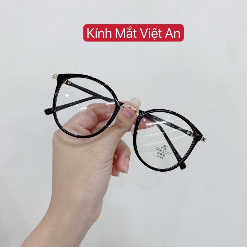 Gọng kính cận nữ thời trang mắt tròn to chất liệu kim loại pha nhựa cứng cáp, không gỉ