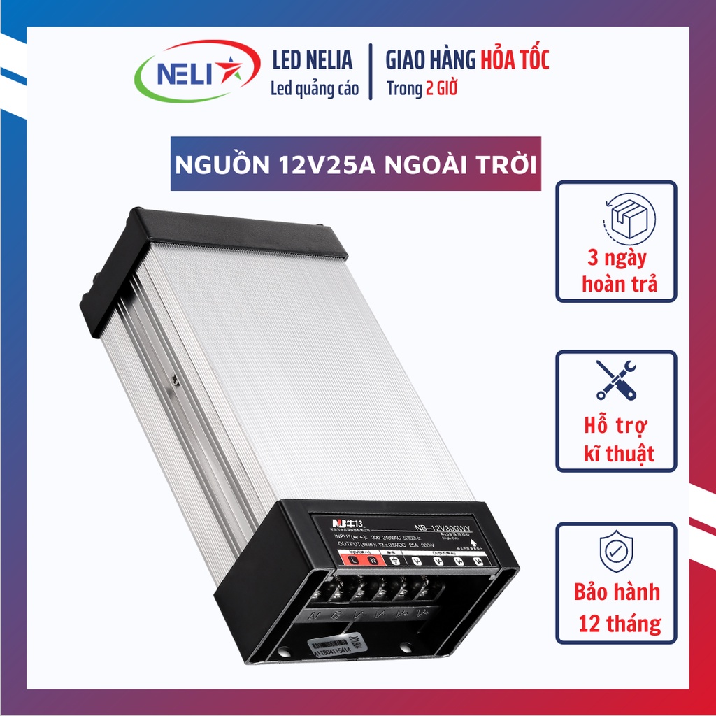 Nguồn LED 12V 300W ngoài trời vỏ nhôm NB.