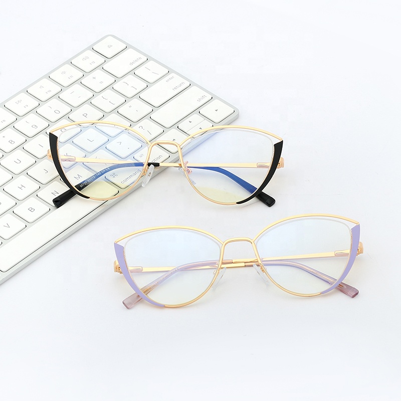 Kính Mát Mắt Mèo Nữ Gọng Kim Loại Chống Tia Bức Xạ &amp; Ánh Sáng Xanh