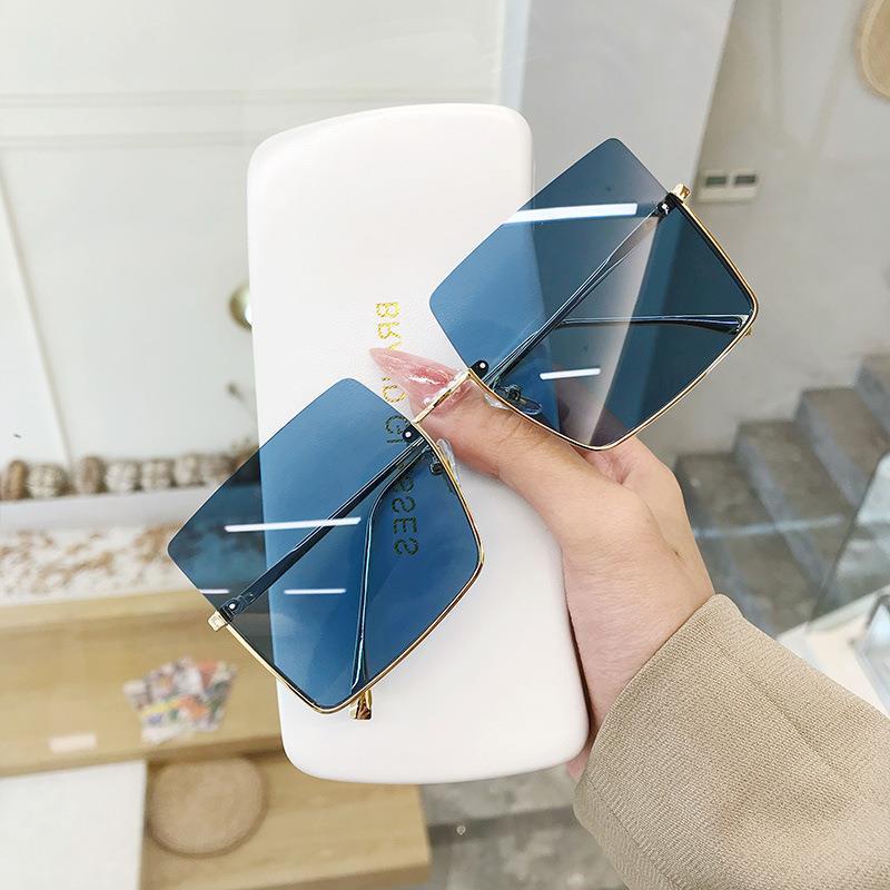 Kính Mát Thời Trang Khung Vuông Không Viền Bằng Kim Loại Phong Cách Retro