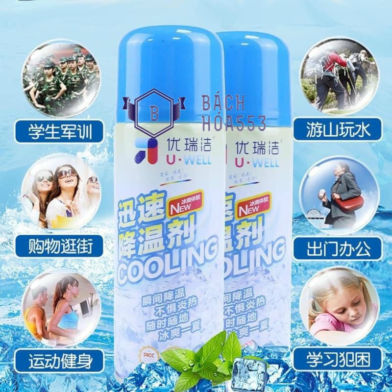 Bình xịt làm lạnh tức thời ô tô xe máy Instant Freeze Cool U Well 260ml