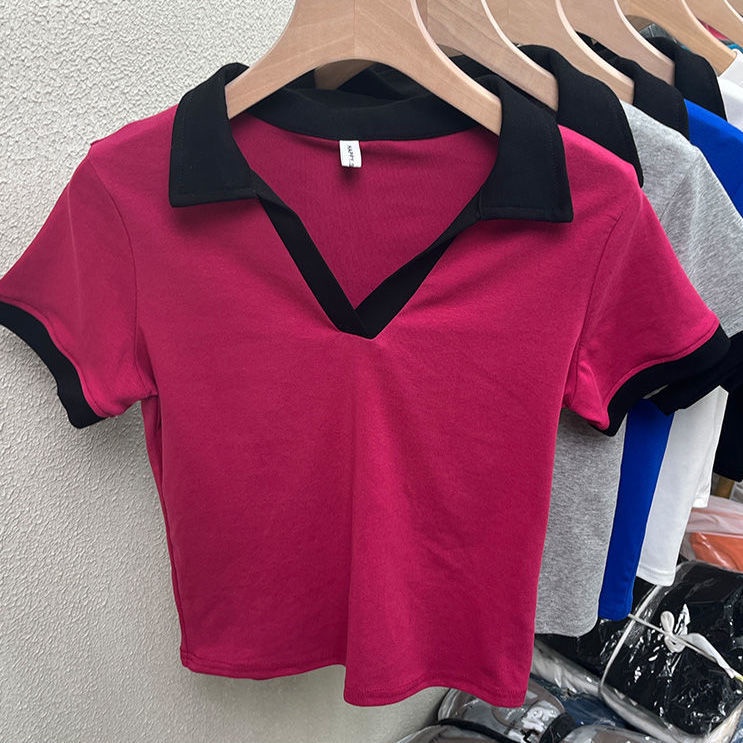 Áo thun polo ngắn Millidr tay ngắn cổ chữ V tùy chỉnh thời trang cho nữ