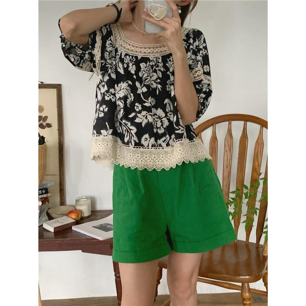 Áo Sơ Mi Ren Hoa Ngắn Tay Thời Trang Sành Điệu 53322