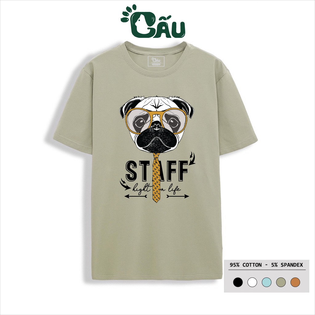 Áo thun nam GẤU 194 cổ tròn tay ngắn vải coton co dãn, dày dặn, form regular fit - Staff