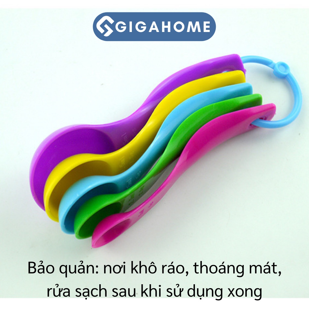 Bộ 5 Thìa Muỗng Đong Đo Định Lượng Bột, Gia Vị GIGAHOME Bằng Nhựa An Toàn 9599