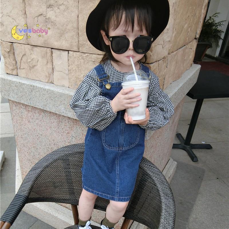 Đầm Yếm Denim Cho Bé Gái