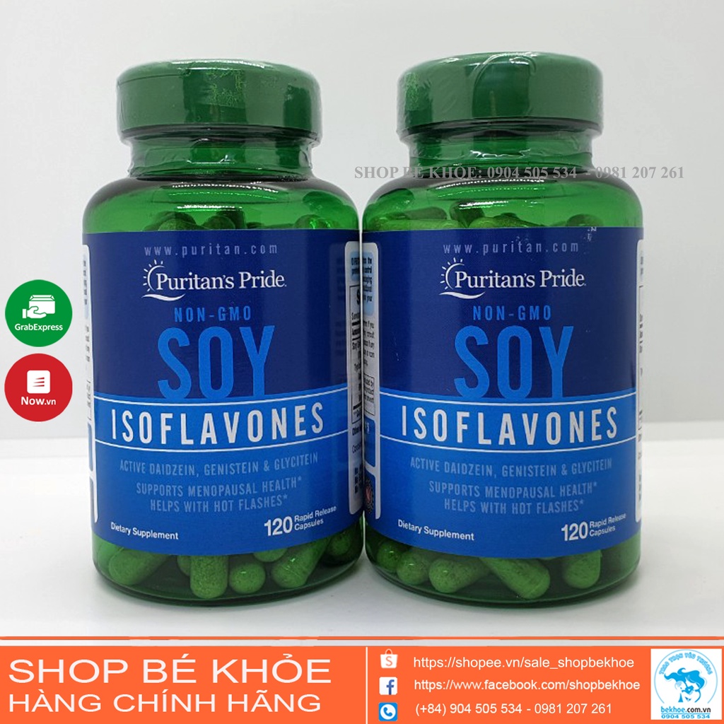 Tinh chất mầm đậu nành làm đẹp và bổ sung estrogen nội tiết nữ Puritan's Pride Soy Isoflavones 120 viên