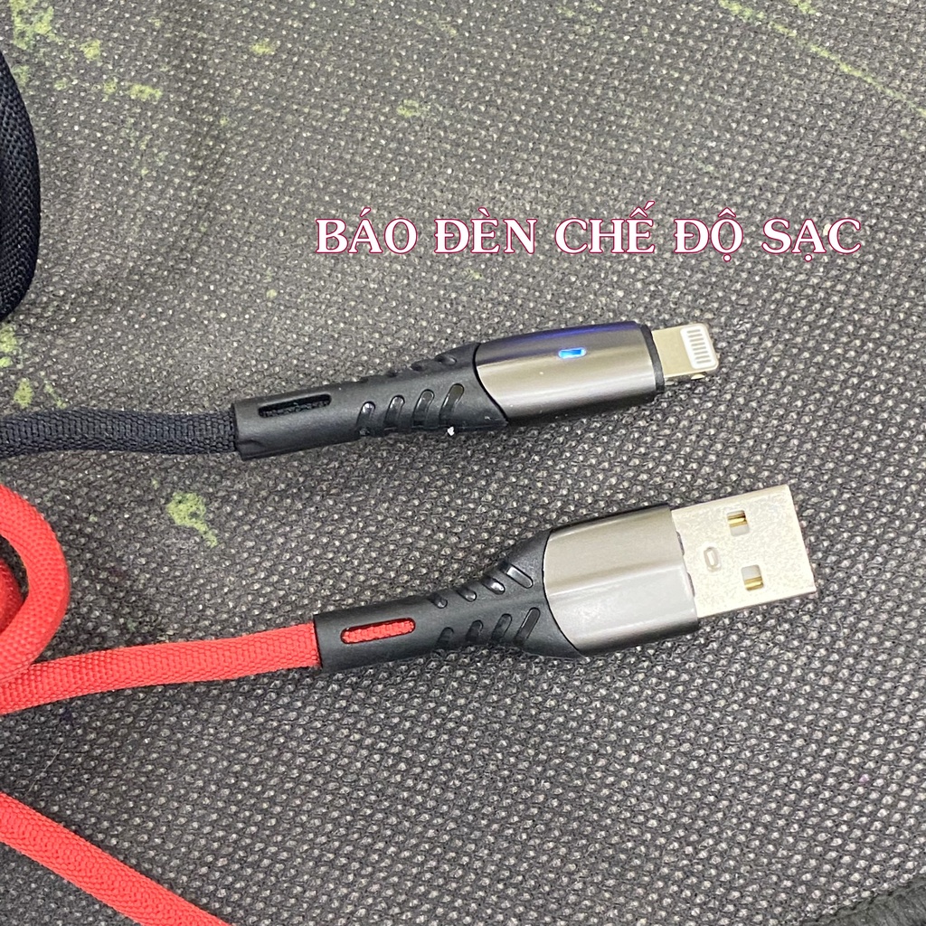 Dây cáp sạc cho IPđèn Led RGB,dây xạc bọc dù iphon tablet táo sạc nhanh-KLH