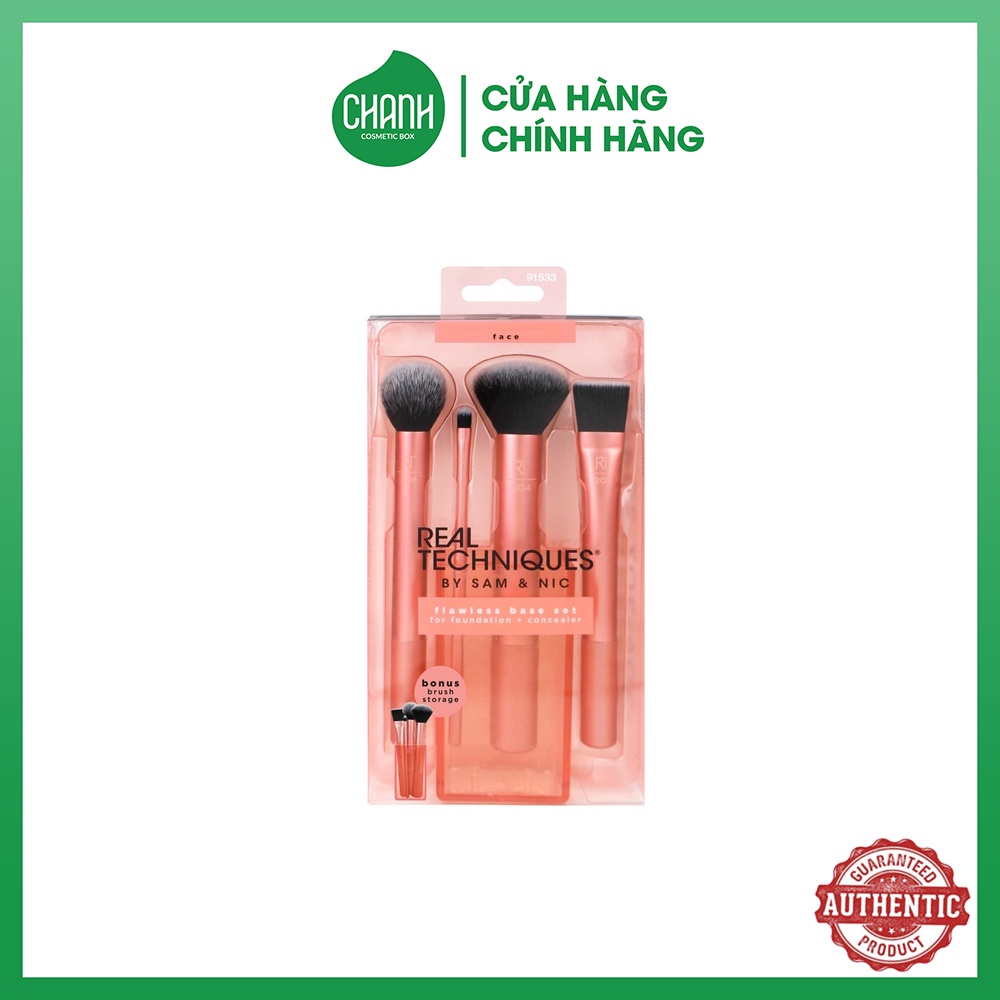 Bộ Cọ Trang Điểm Real Techniques Flawless Base Set 4 Cây Flawless Base Set