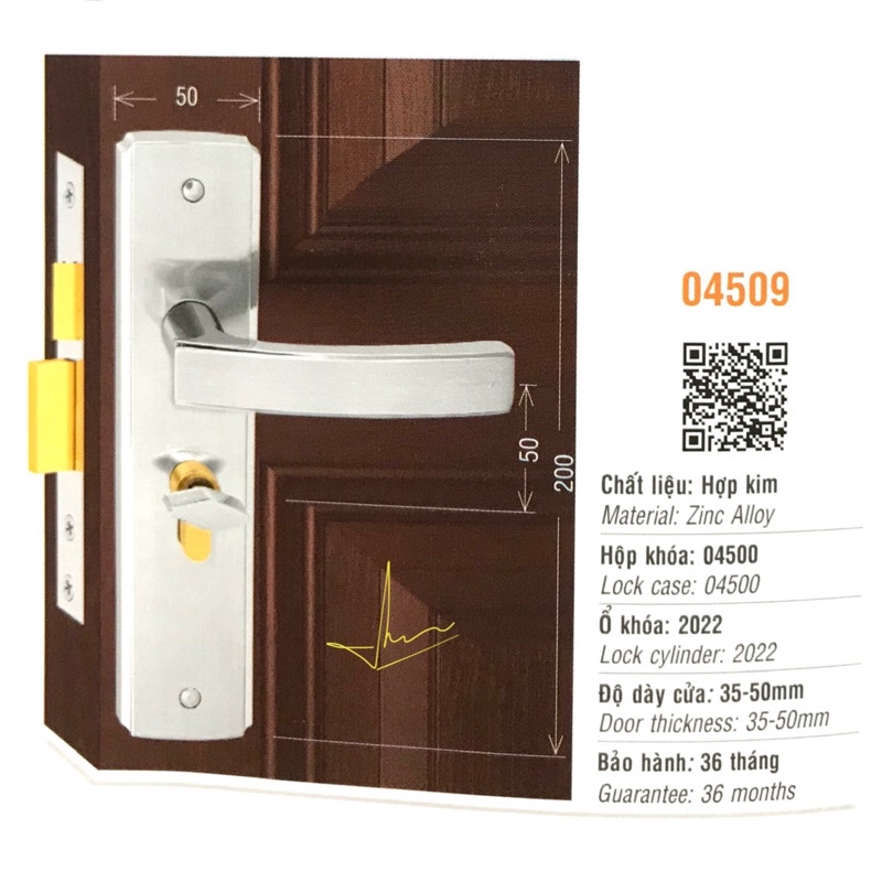 [chính hãng] Khoá cửa phòng Việt Tiệp - 4509 - Bảo hành 3 năm