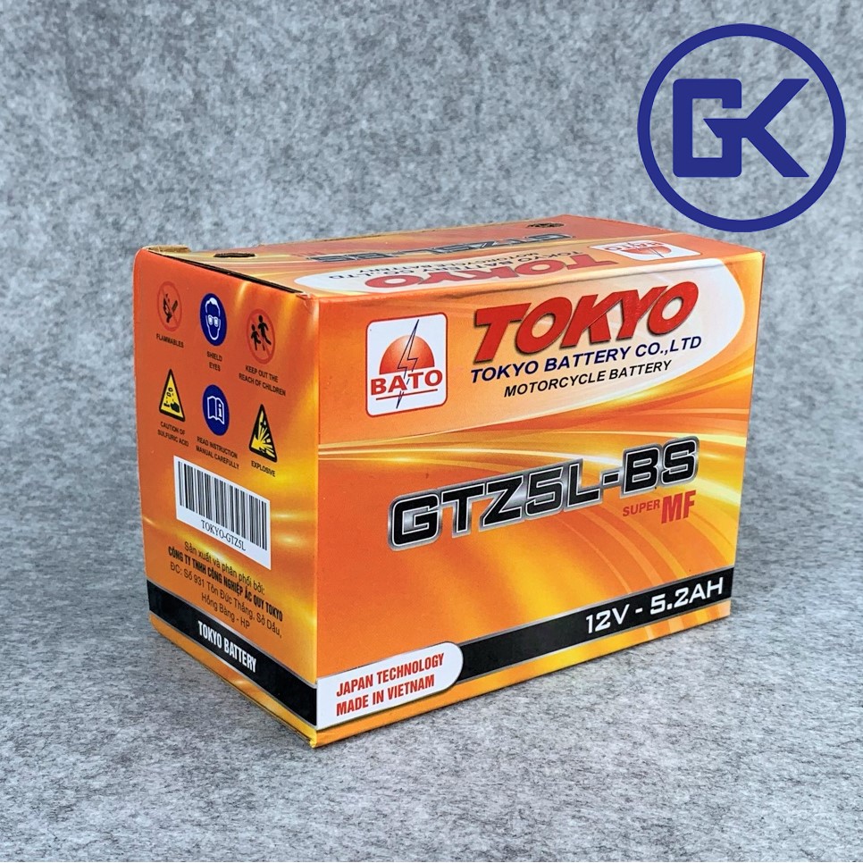Ắc quy xe máy khô 12v-5.2Ah lùn TOKYO