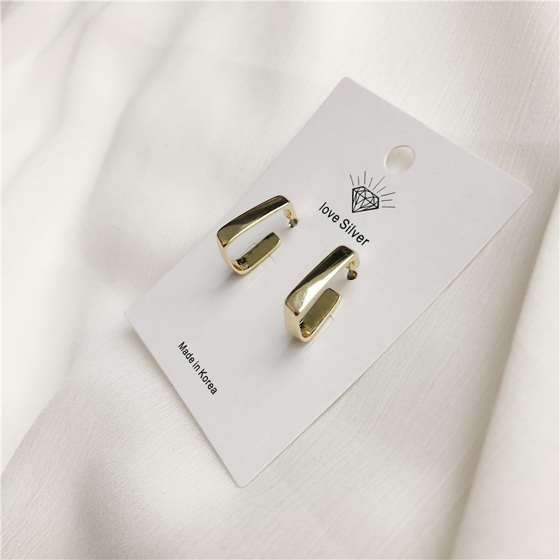 Khuyên tai kim loại dạng hình vuông độc đáo cá tính hợp thời trang A246