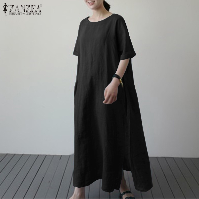 Đầm Maxi Tay Lửng ZANZEA Cổ Tròn Thời Trang Dành Cho Nữ | BigBuy360 - bigbuy360.vn