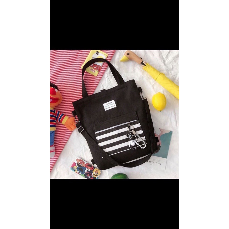 Túi Tote phối sọc