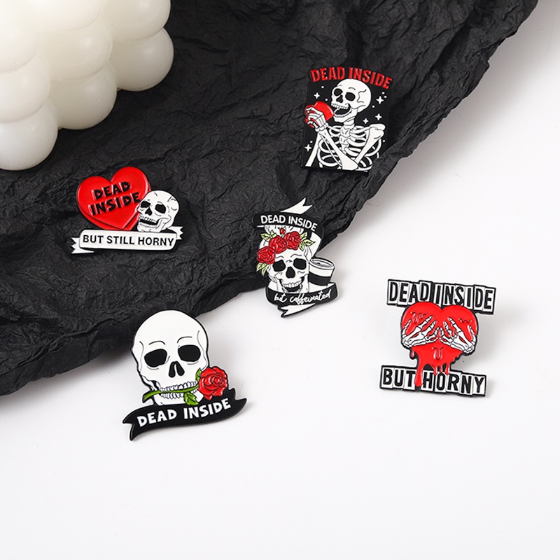 Ghim Cài Áo Hình Đầu Lâu Hoa Hồng Tráng Men Phong Cách Punk Cá Tính 5 Kiểu Lựa Chọn
