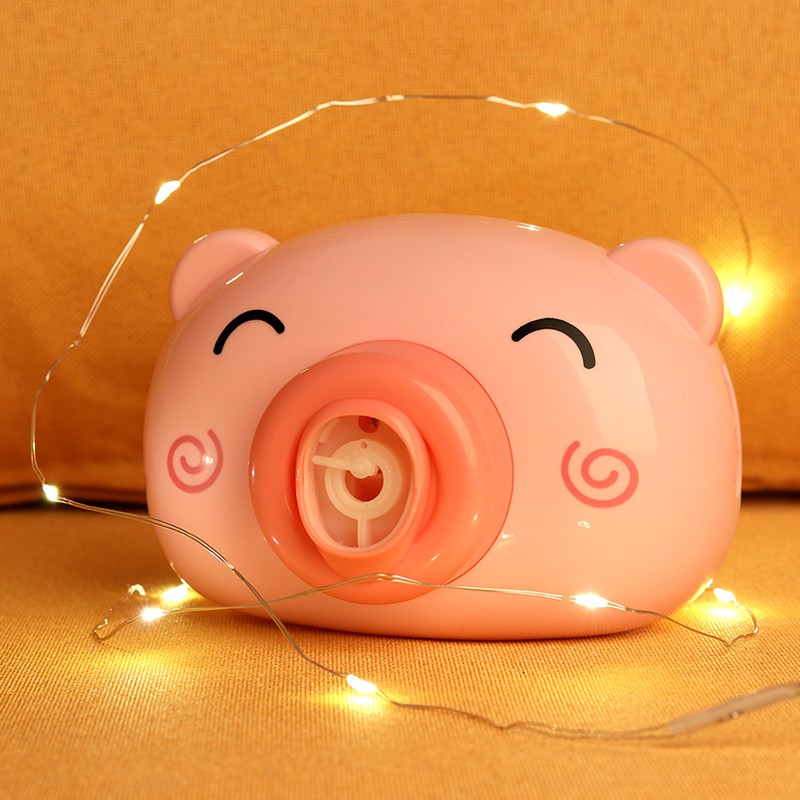 Đồ chơi máy ảnh thổi bong bóng tự động có nhạc hình chú heo hồng đáng yêu cho bé