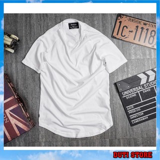 Áo thun nam longtee form rộng lai bầu màu trắng
