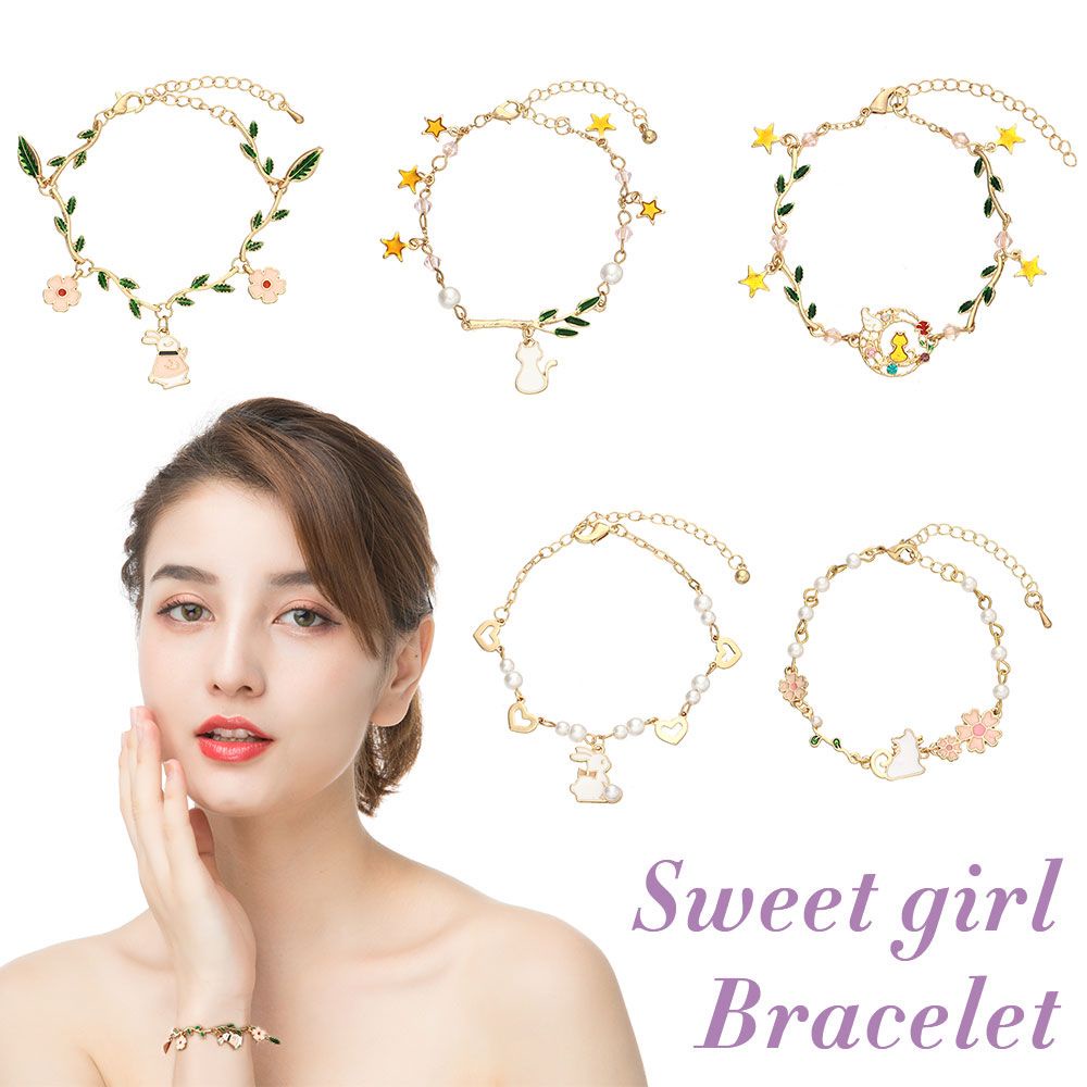 Vòng tay đính ngọc trai nhân tạo hình hoạt hình dễ thương