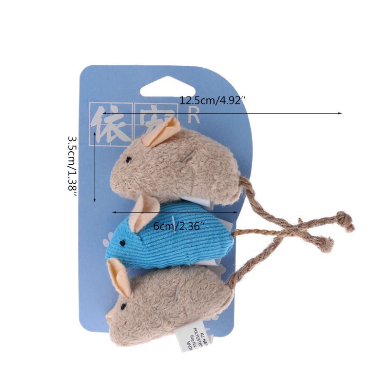 Set 3 chuột đồ chơi nhồi bông phát âm thanh vui nhộn cho mèo