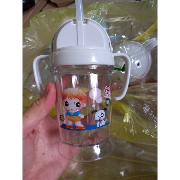Bình nước có ống hút cho bé - bình nước có ống hút kèm dây đeo