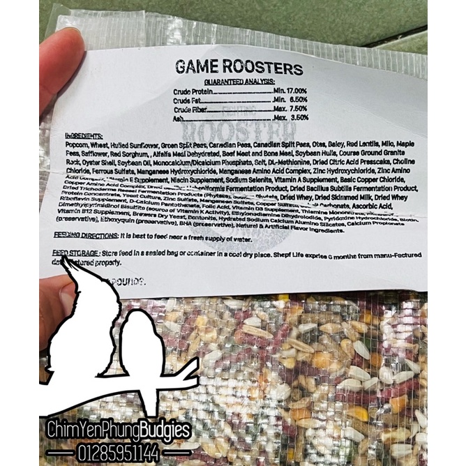 1kg Ngũ Cốc dinh dưỡng Game Rooster cho Gà Đá, chiếc lẻ từ bao 22,68kg.