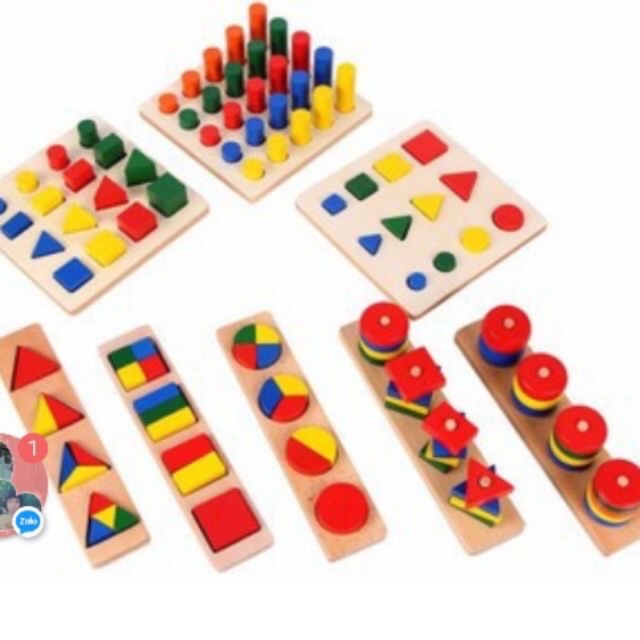 Bộ Giáo Cụ Montessori 8 Món - Loại 1 - Giúp Phát Triển Trí Tuệ Về Hình Học, Toán Học