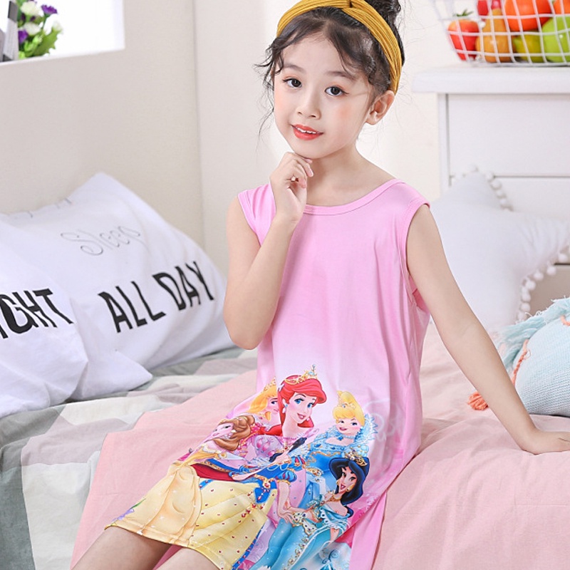 Đầm Ngủ In Hình Chuột mickey Đáng Yêu Cho Bé Gái akku