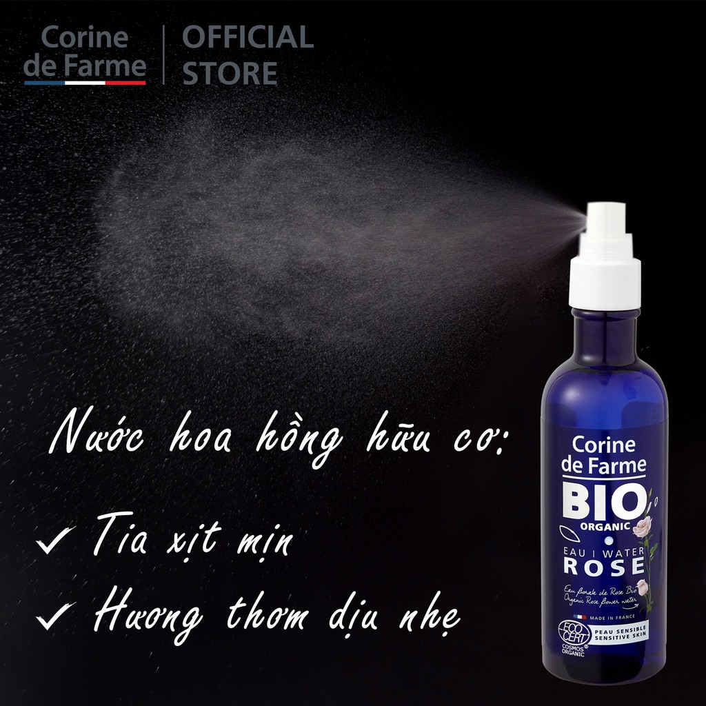 Nước hoa hồng hữu cơ Corine de Farme Organic Rose Water 200ml
