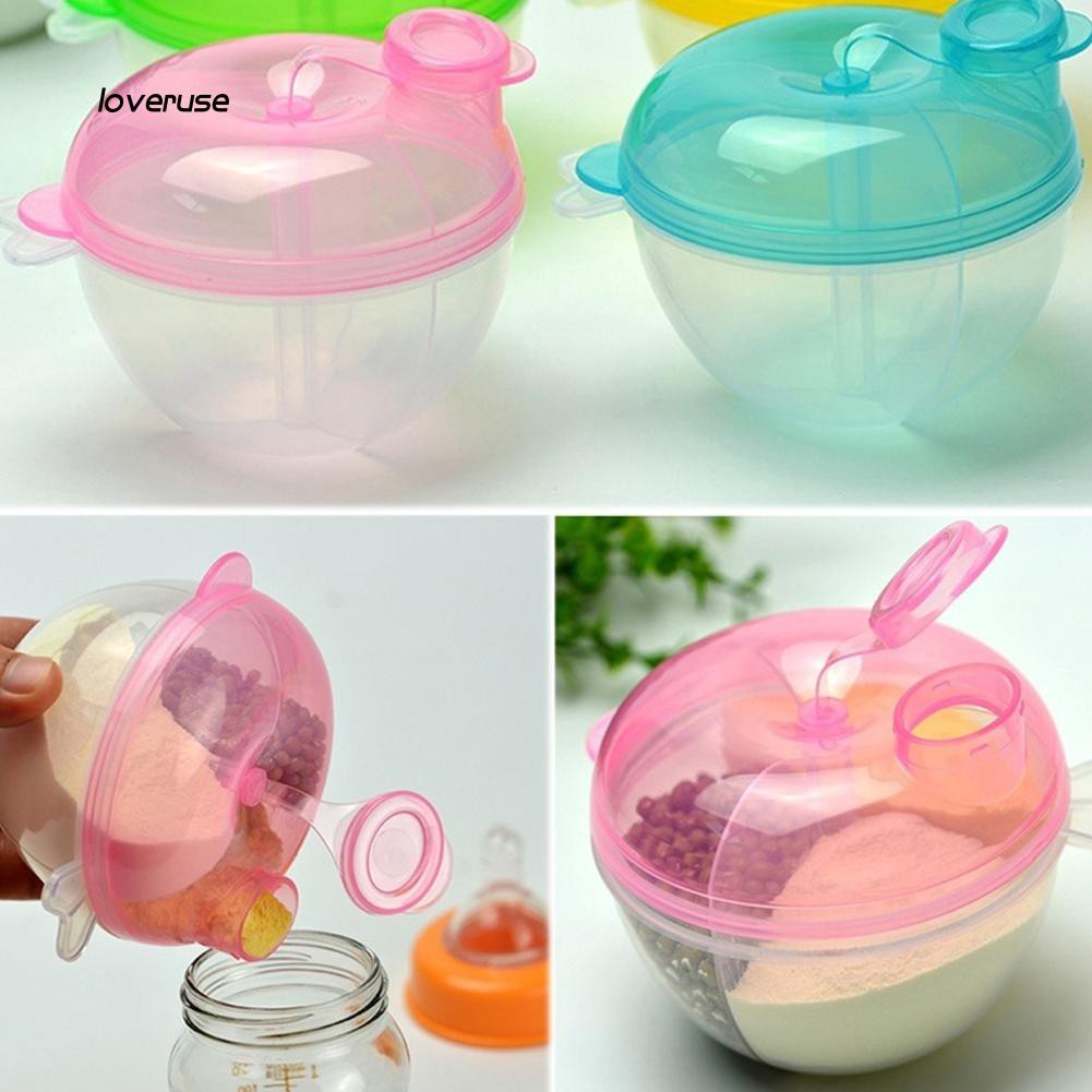 Hộp nhựa 3 ngăn đựng sữa bột / thức ăn em bé đa năng tiện dụng