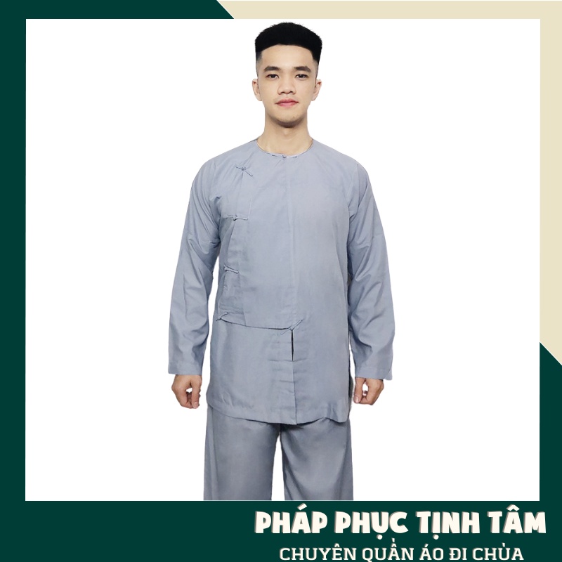 Đồ Lam Quần Áo Đi Chùa Bộ Nam Vạt Hò Dài Tay Cao Cấp Lịch Sự Chất Vải Dày Dặn Mềm Mịn Mặc Rất Mát Và Thoải Mái