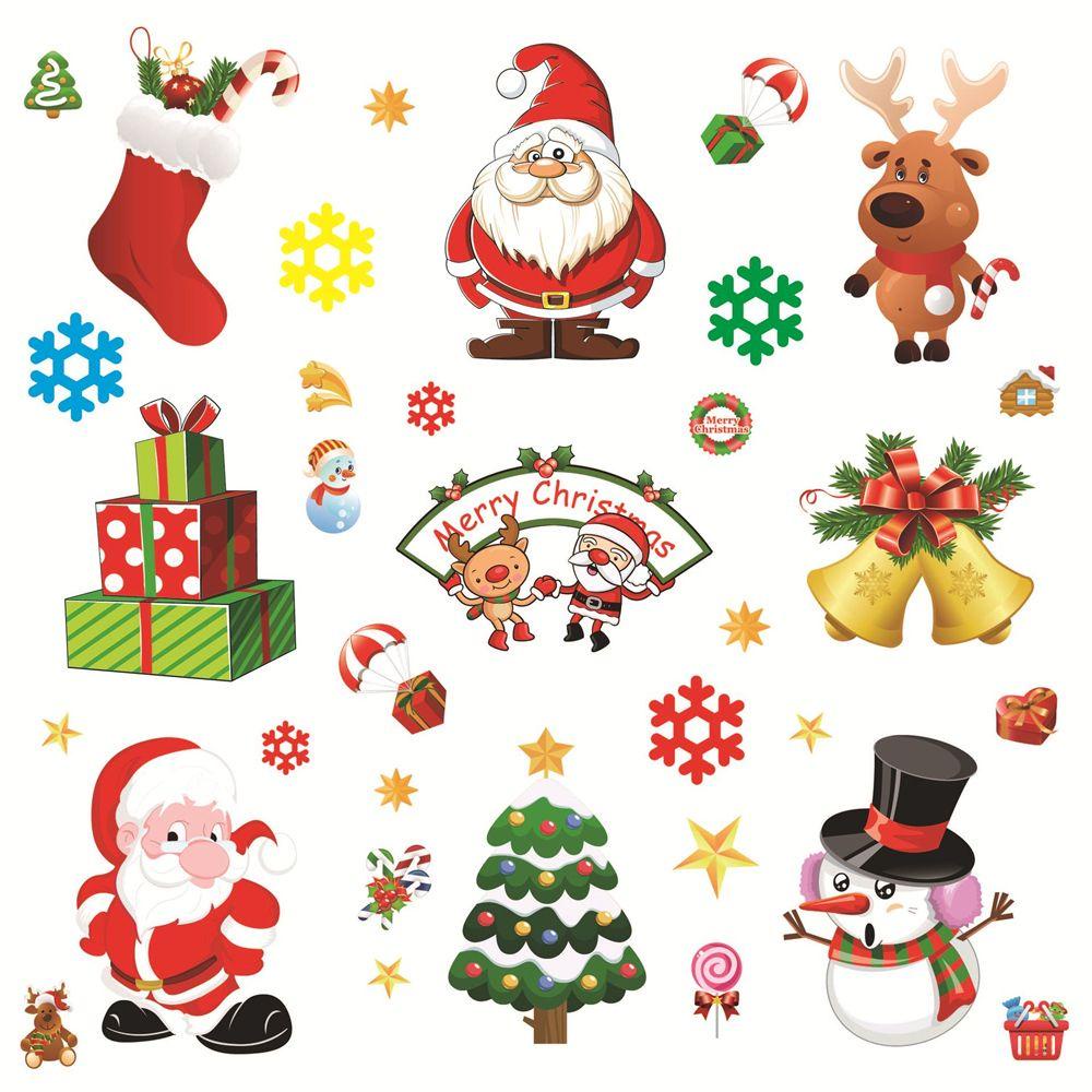 KUNHEV Miếng Dán Trang Trí Cửa Sổ Chống Thấm Nước Họa Tiết Tuần Lộc / Ông Già Noel Độc Đáo